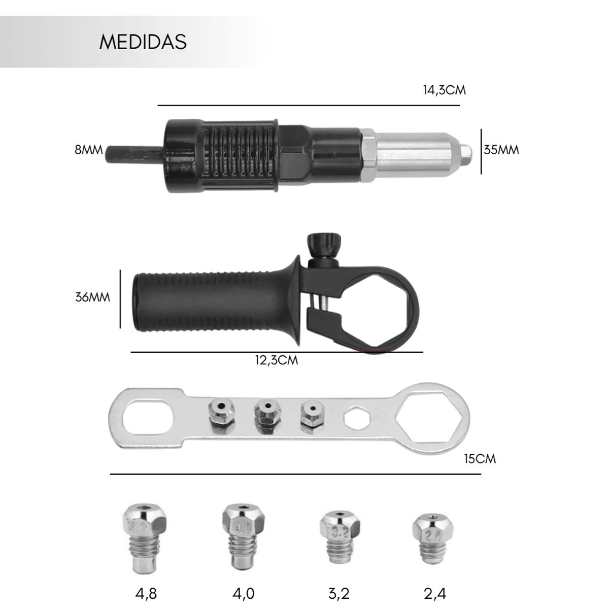 GENERICO - Remachadora Para Taladro Remache Remachar Adaptador pop
