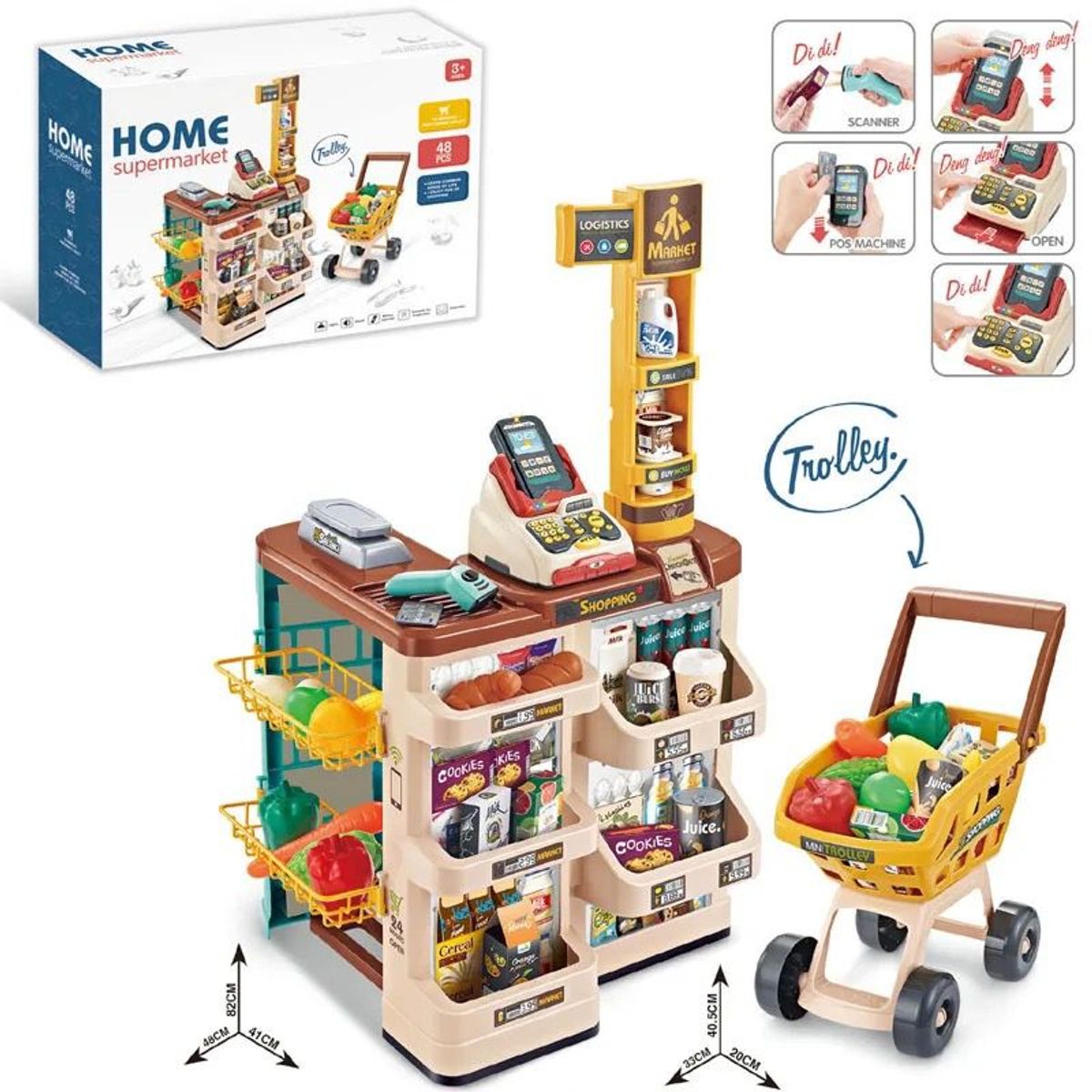 GENERICO - MINIMARKET SUPERMERCADO TIENDA CON CARRITO 48PZS