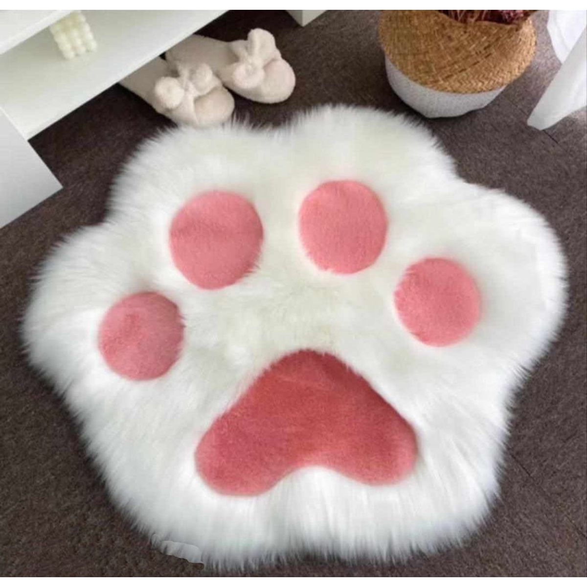 GENERICO - ALFOMBRA PEQUEÑA CON DISEÑO DE PATITA ROSA 80X85CM ANTIDESLIZANTE WYN