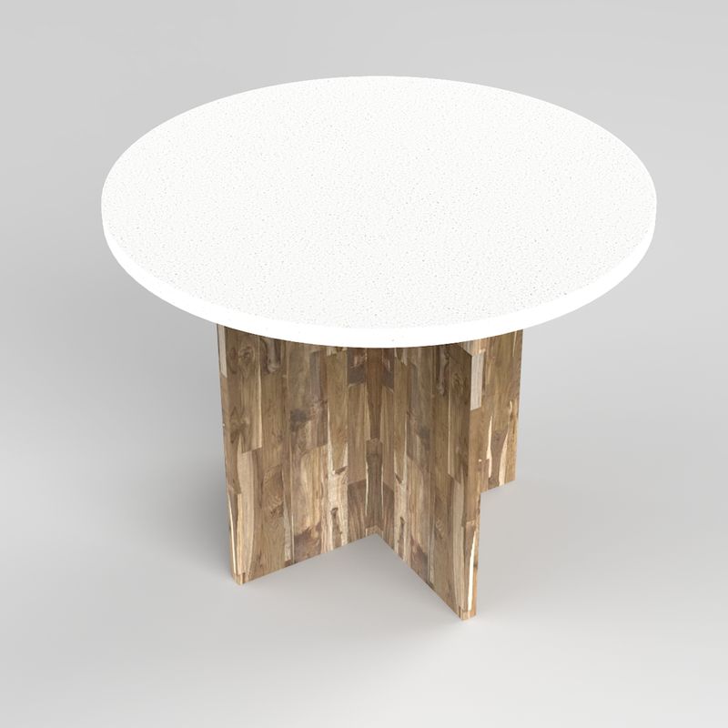 ENTORNO ESTUDIOS - Mesa De Centro Lateral Acacia Cuarzo Blanco