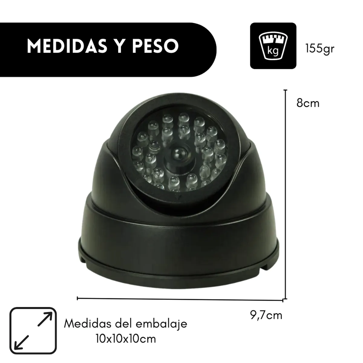 GENERICO - Cámara Tipo Domo Falsa Luz Led Simuladora De Vigilancia