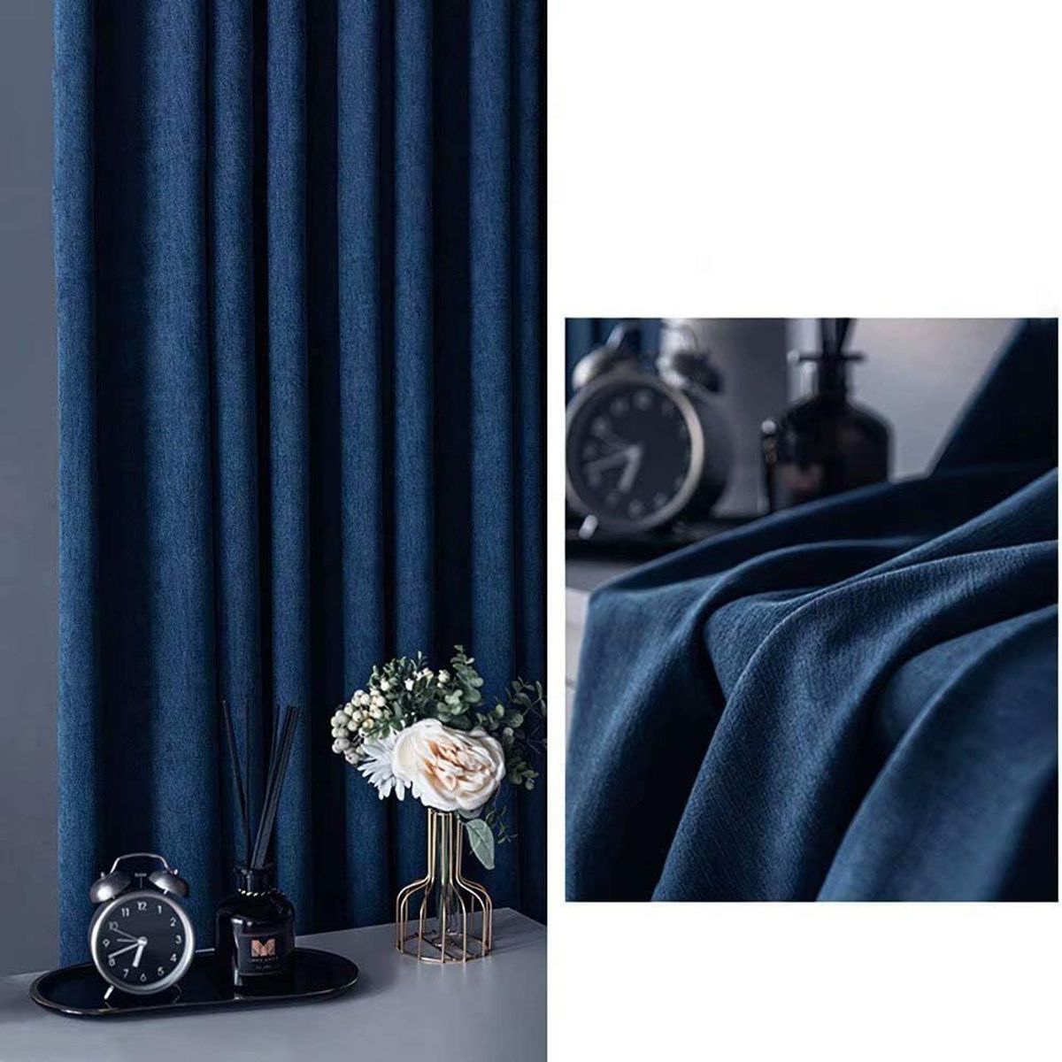 GENERICO - CORTINA 100% BLACKOUT AZUL MARINO ENGOMADA 2 LIENZO 140X230CM