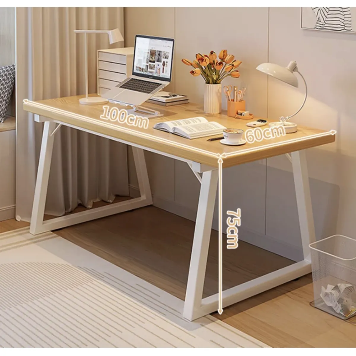 HOMER DESIGN - Escritorio Pata Metal Oficina 100x60x75cm Gruesa 30mm