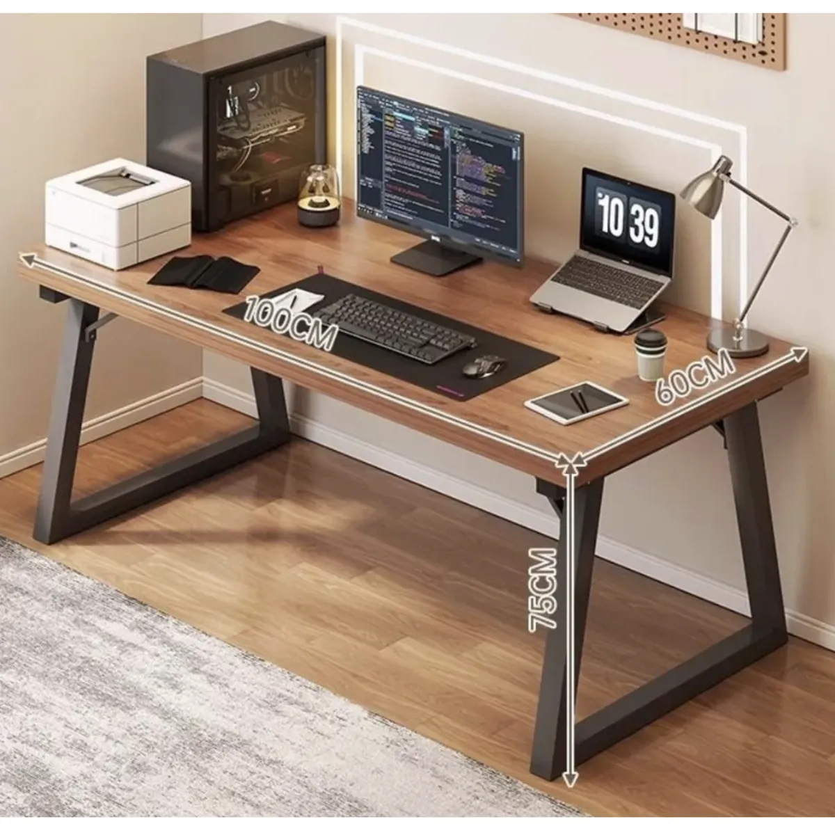 HOMER DESIGN - Escritorio Pata Metal Oficina 100x60x75cm Gruesa 30mm