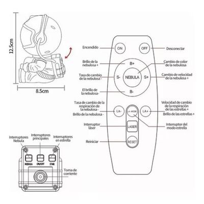 Imagen 2 del producto Adorno Led Mini Astronauta Proyector Cielo Estrella Universo
