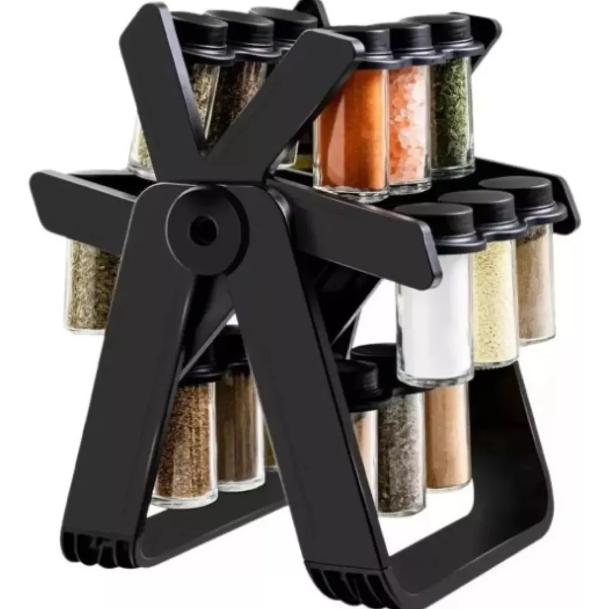 SHOP EHOME BAG - Rack Especiero Condimentero 18 Frascos Multiuso Giratorio Negro XL 360