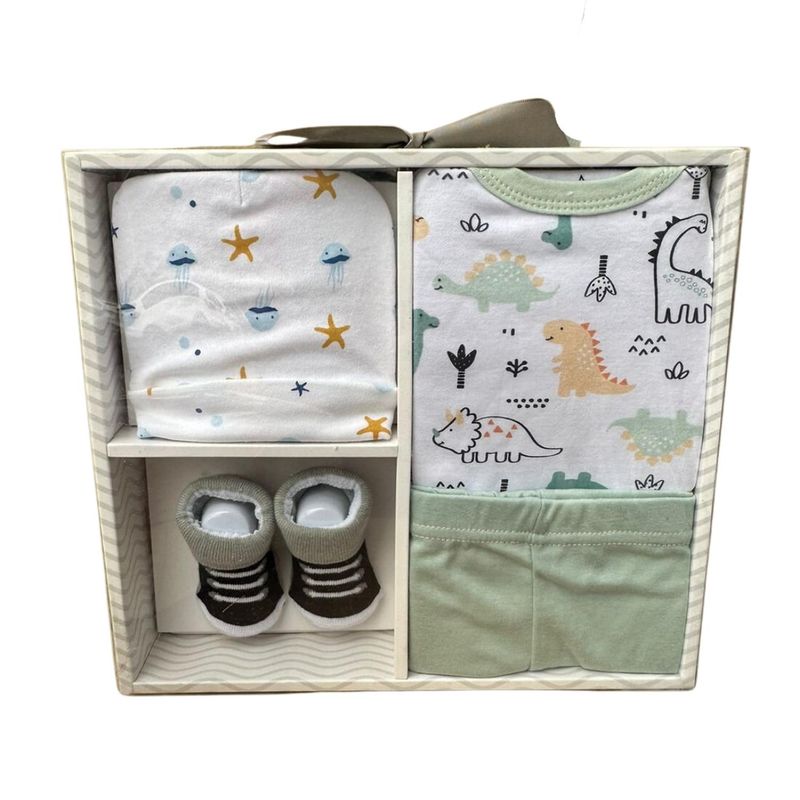 KIVARA - Set Bebe Ajuar Recien Nacido 4 Piezas En Caja Regalo Niñ0
