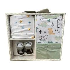 KIVARA - Set Bebe Ajuar Recien Nacido 4 Piezas En Caja Regalo Niñ0