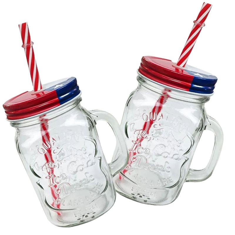 GENERICO - Vaso Jarrito De Vidrio 500ml + Bombilla Terremoto Fechas Patrias