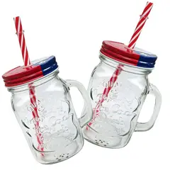 GENERICO - Vaso Jarrito De Vidrio 500ml + Bombilla Terremoto Fechas Patrias