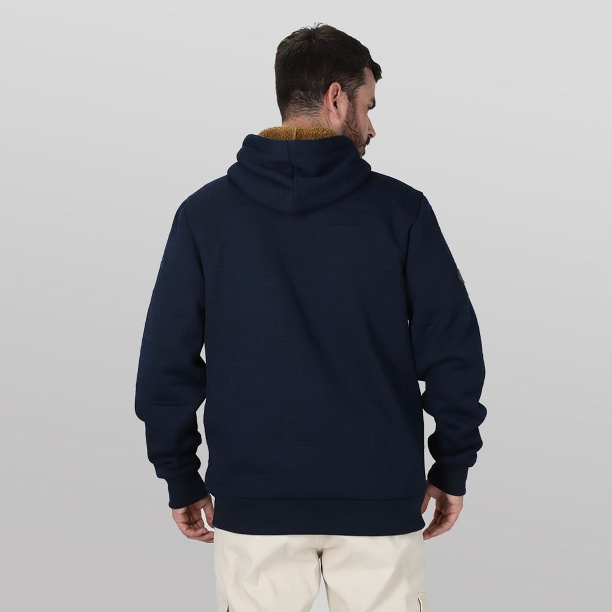 GANGSTER - Poleron Fullziper Jacquard Sherpa Astro Azul Gangster