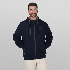GANGSTER - Poleron Fullziper Jacquard Sherpa Astro Azul