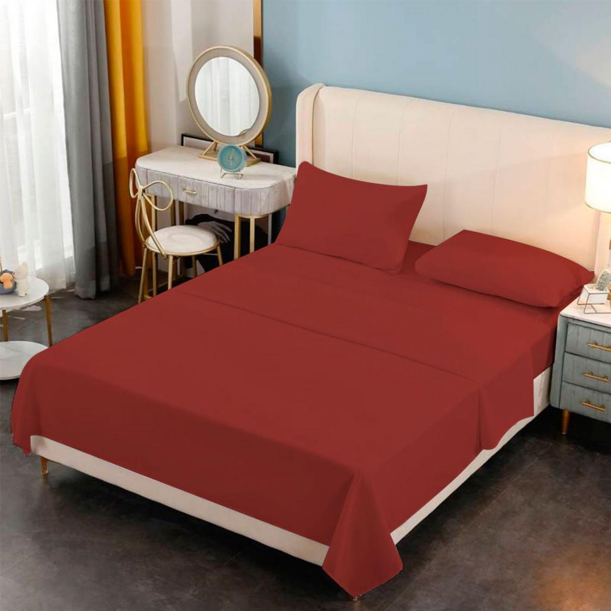 GENERICO - Sabana Premium Algodón 188 Hilos - Vino - King