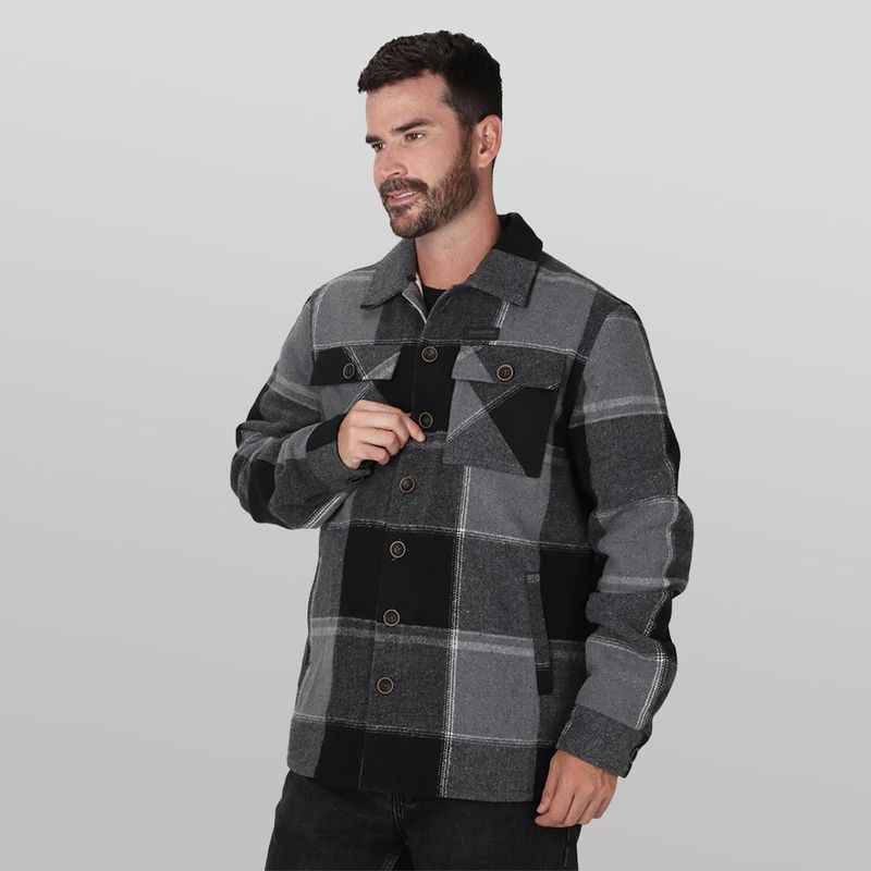 GANGSTER - Chaqueta Franela West Negro Gangster