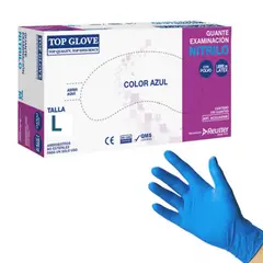 TOP GLOVE - Guantes Nitrilo Azul Con Polvo - Talla L