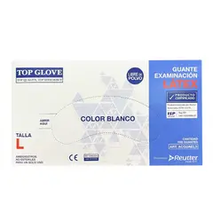 TOP GLOVE - Guantes Látex Sin Polvo Caja 100 Un - Talla L
