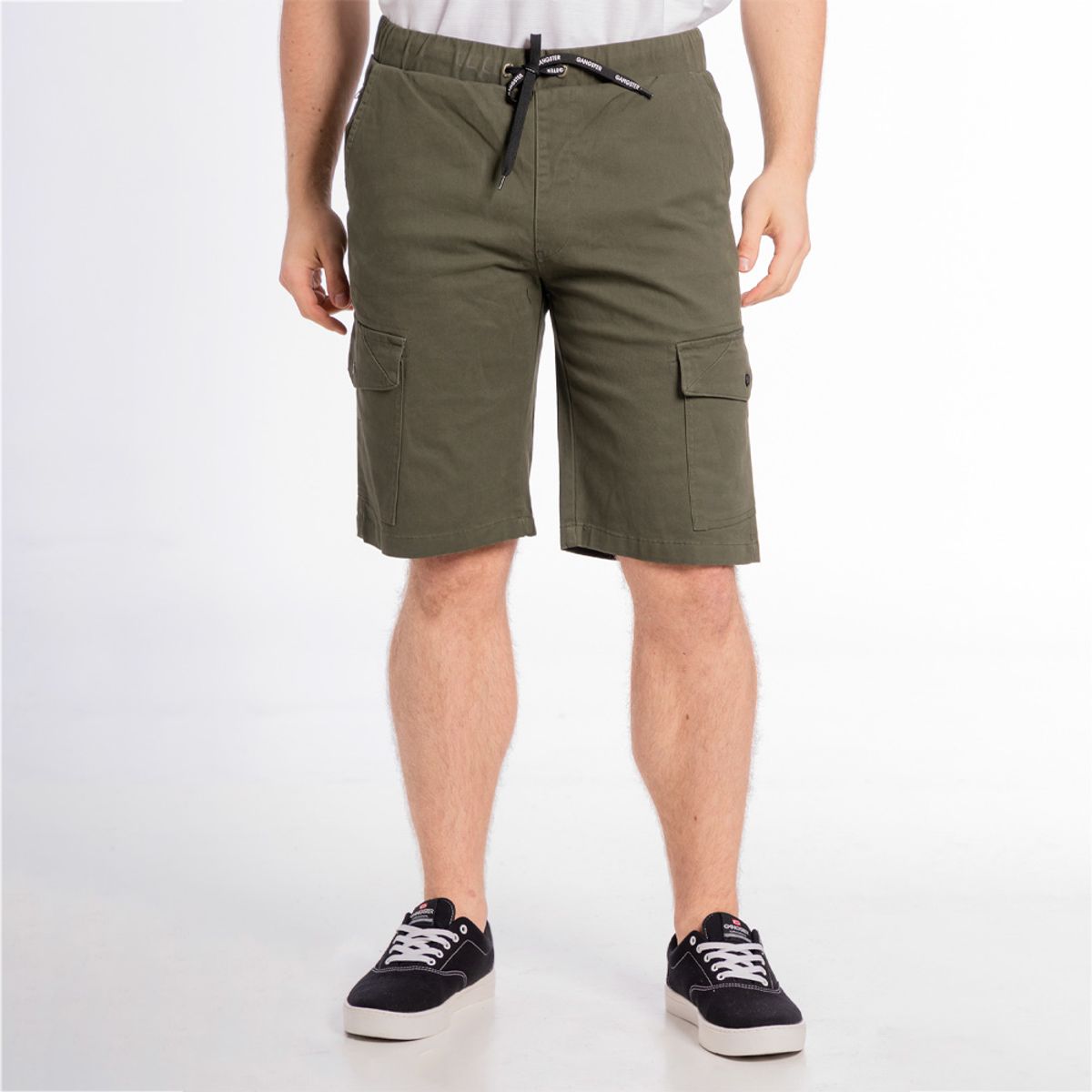 GANGSTER - Short Canvas Cargo Carpenter Verde Gangster