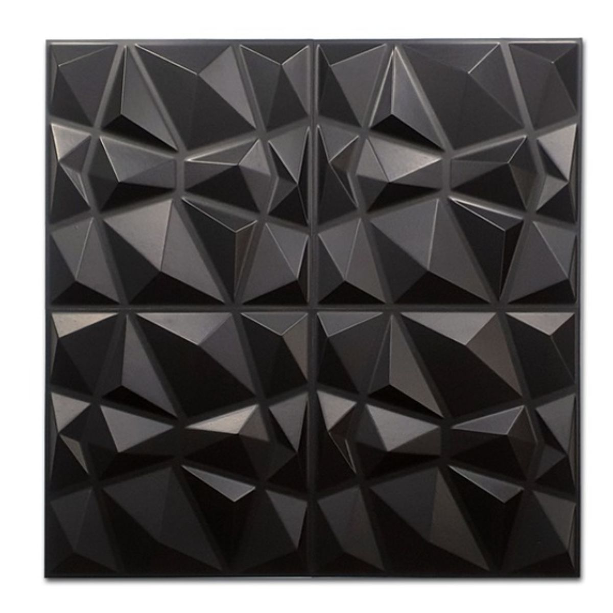 GENERICO - Pack 4 Lamina 4D Panel Decorativo PVC Diamante Negro 50 x 50 cm