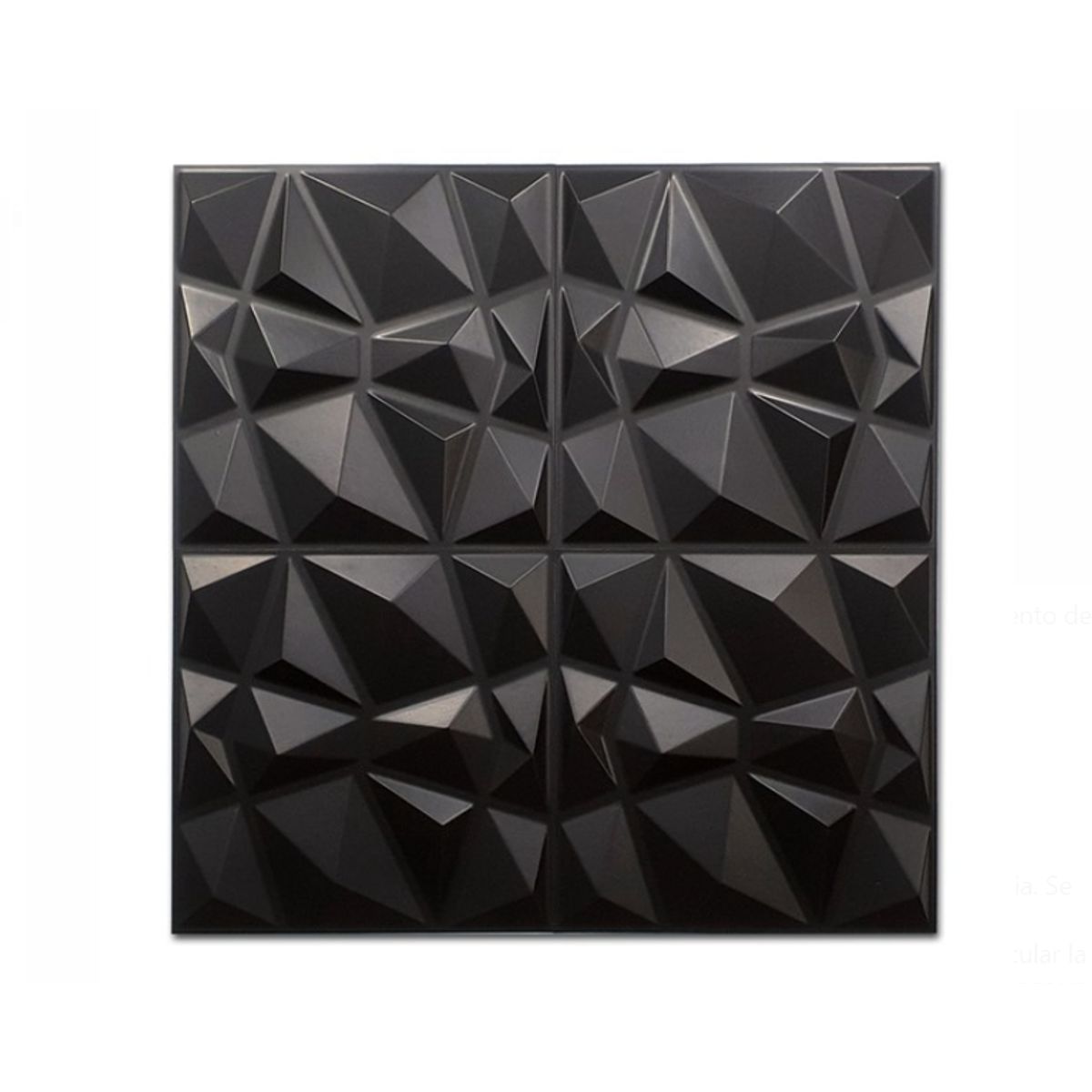 GENERICO - Pack 4 Lamina 4D Panel Decorativo PVC Diamante Negro 50 x 50 cm