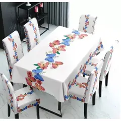GENERICO - MANTEL IMPERNEABLE CON 6 FUNDAS SILLA DISEÑO MARIPOSAS WYN