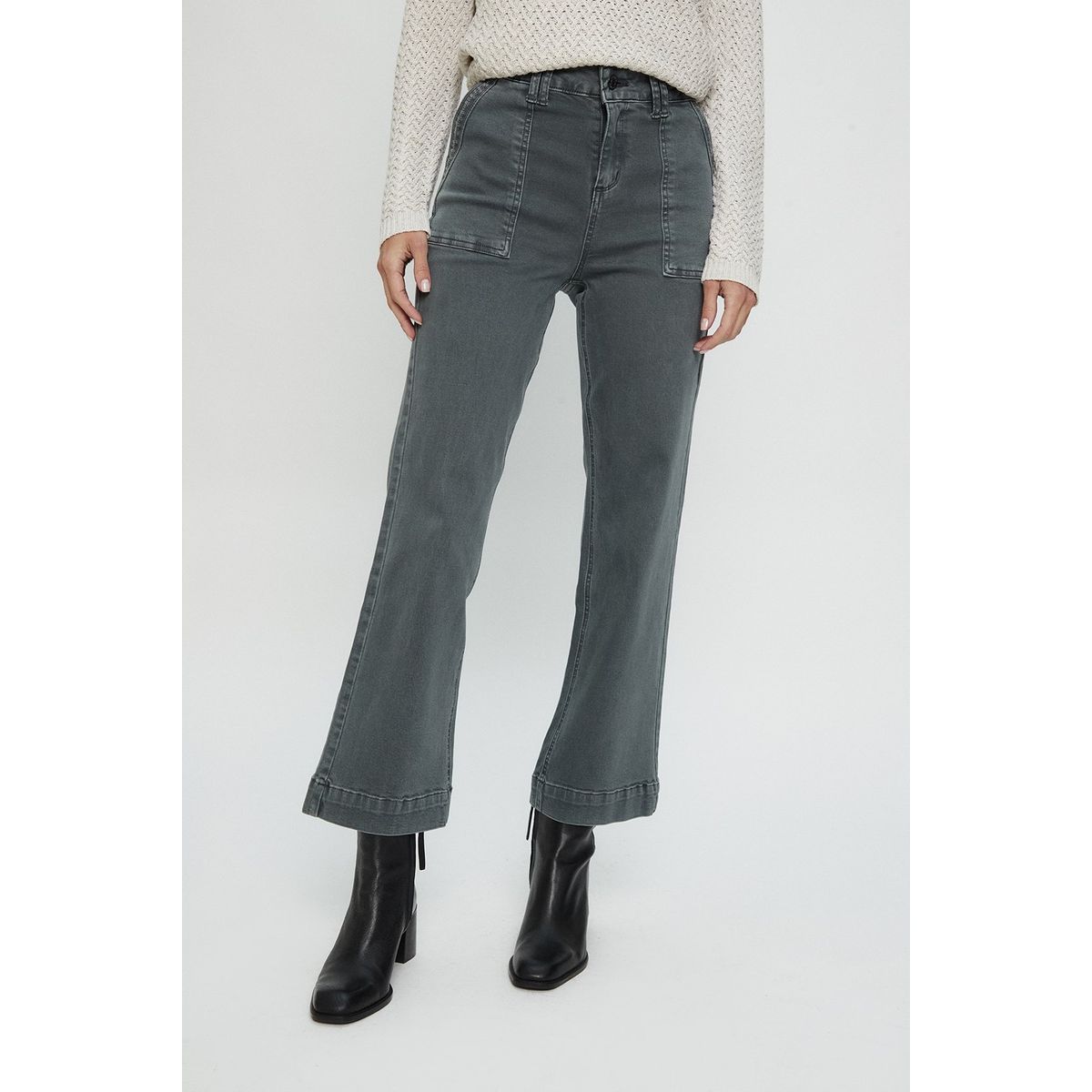 MA GRIFFE - Jeans Straight Verde Musgo Mujer Magriffe