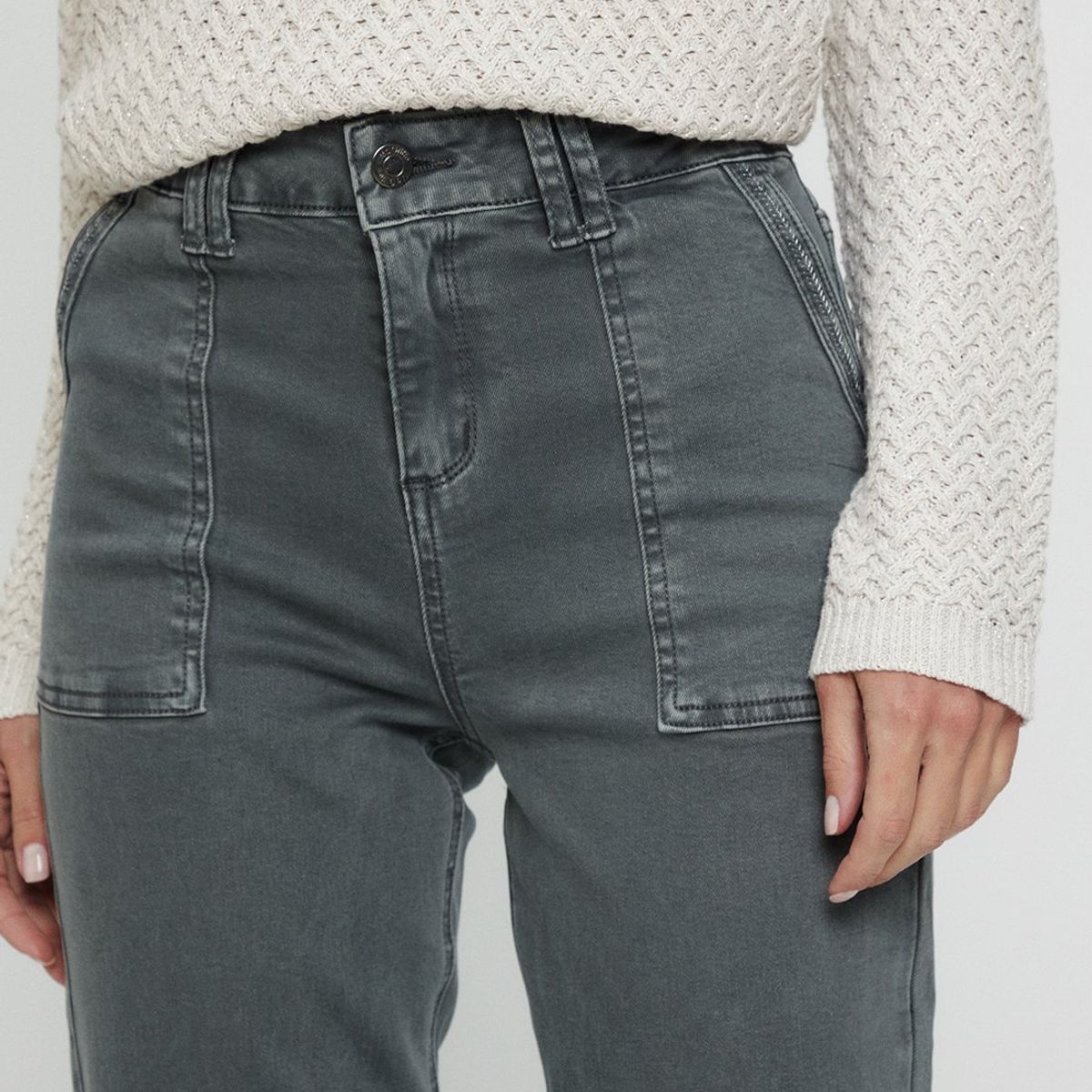 MA GRIFFE - Jeans Straight Verde Musgo Mujer Magriffe