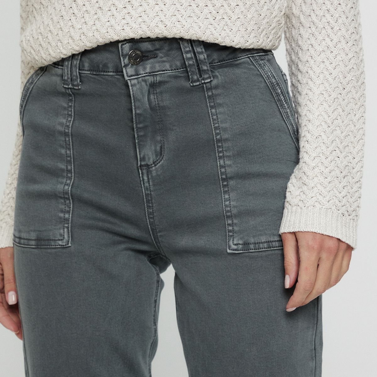 MA GRIFFE - Jeans Straight Verde Musgo Mujer Magriffe