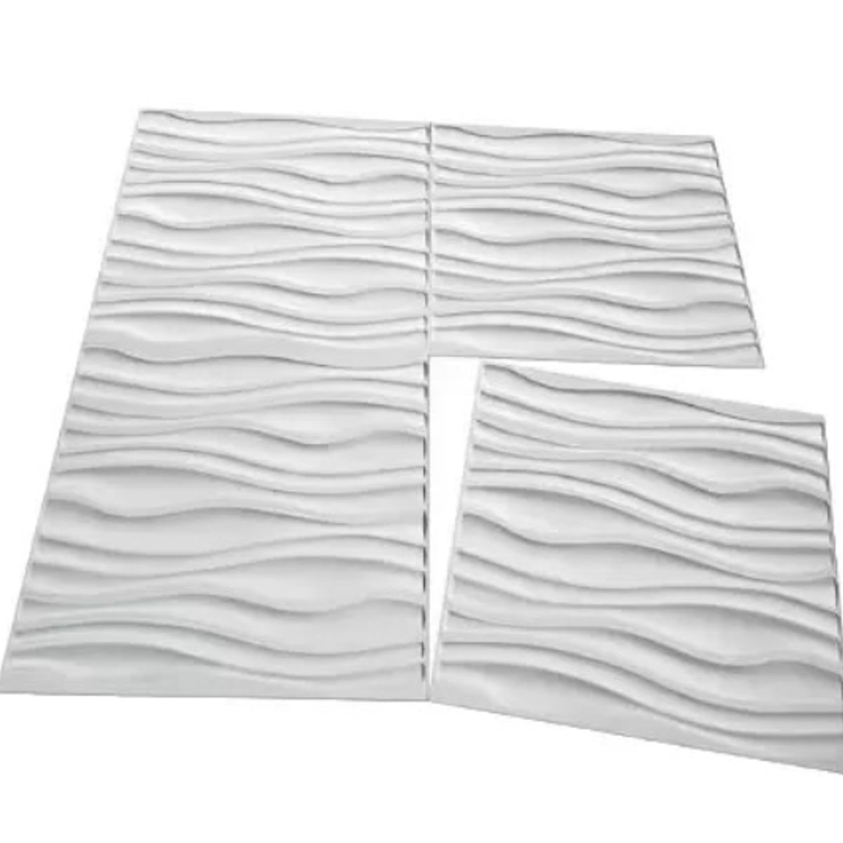 GENERICO - Pack 4 Lamina 4D Panel Decorativo PVC Onda Blanca 50 x 50 cm