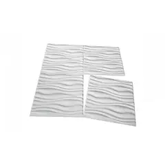 GENERICO - Pack 6 Lamina 4D Panel Decorativo PVC Onda Blanca 50 x 50 cm