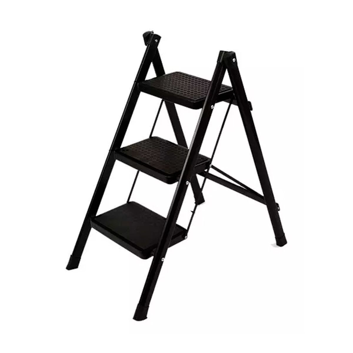 GENERICO - Escalera Banqueta Plegable 3 Escalones Tijera Aluminio Color Negro