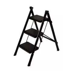 GENERICO - Escalera Banqueta Plegable 3 Escalones Tijera Aluminio Color Negro