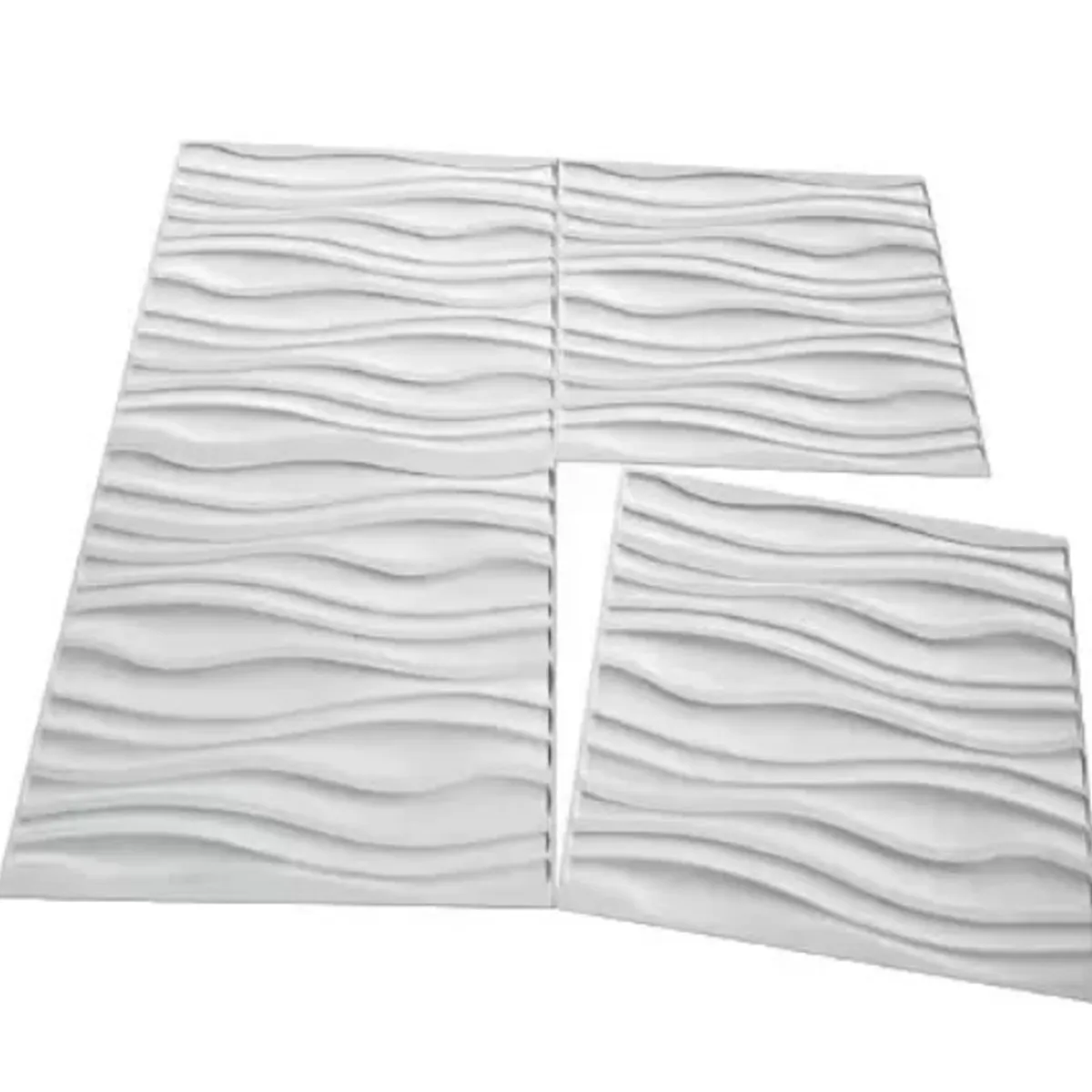 GENERICO - Pack 8 Lamina 4D Panel Decorativo PVC Onda Blanca 50 x 50 cm