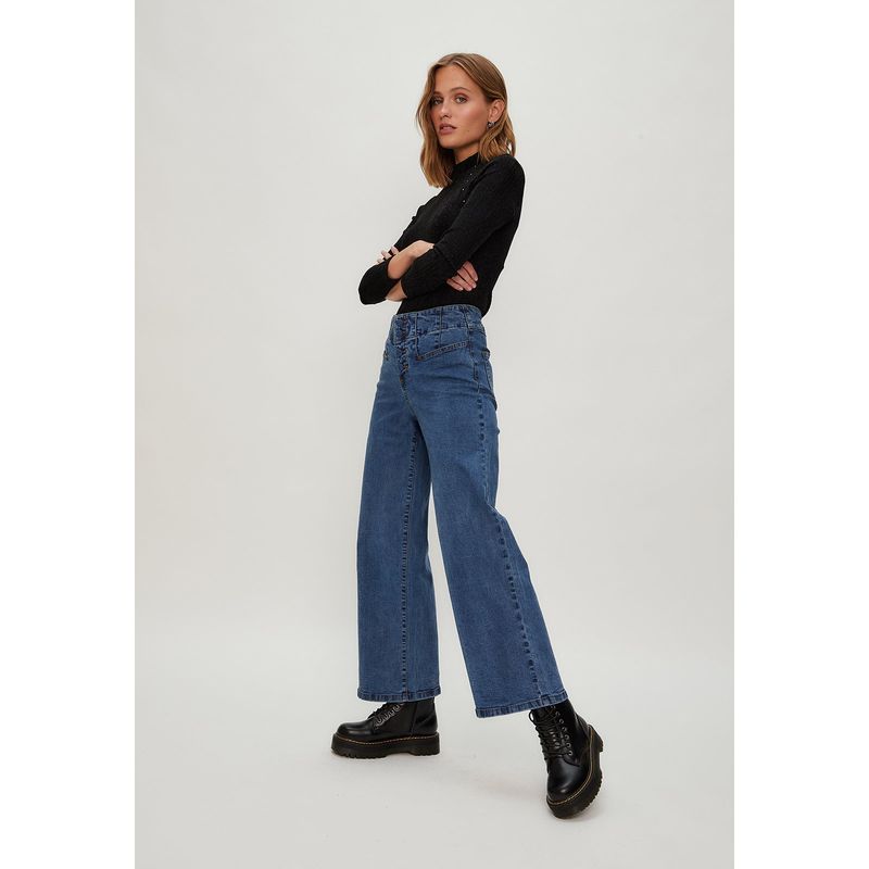 IO - Jeans Wide Azul Marino Mujer Io