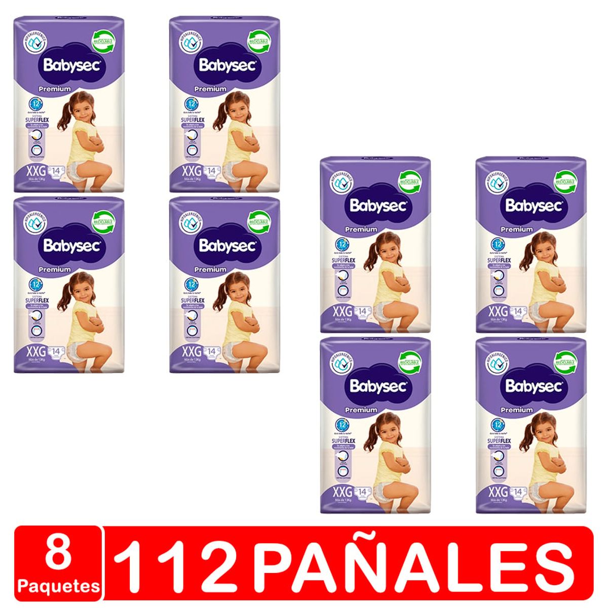 BABYSEC - Pañales Babysec - Premium - Talla XXG  - 112 Pañales