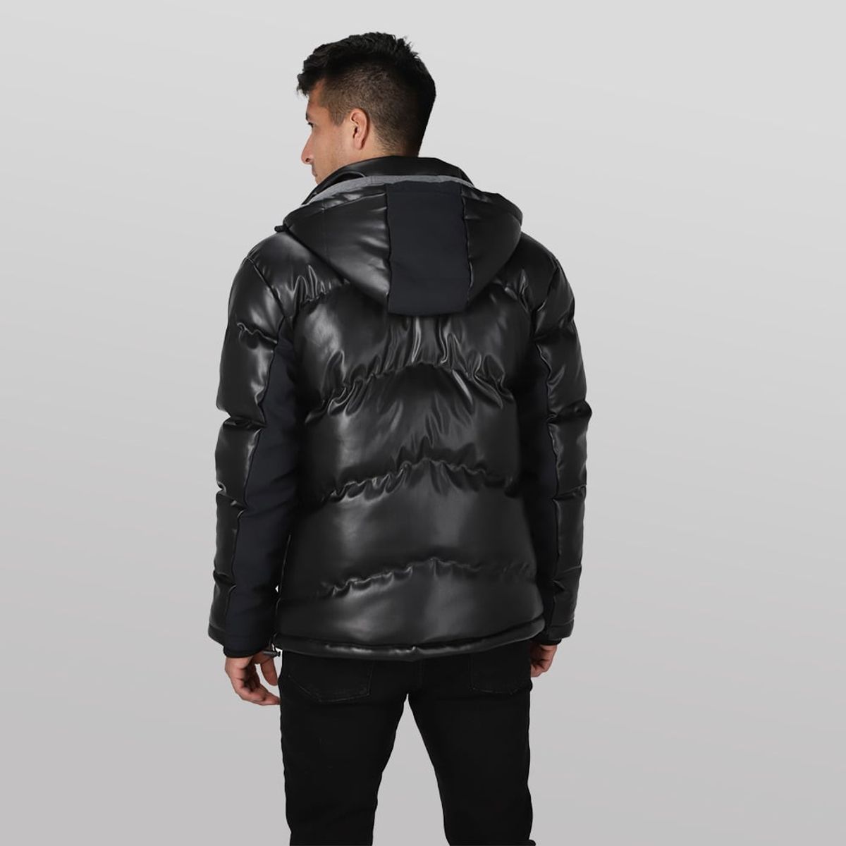 GANGSTER - Chaqueta Pu Puffa Negro Gangster