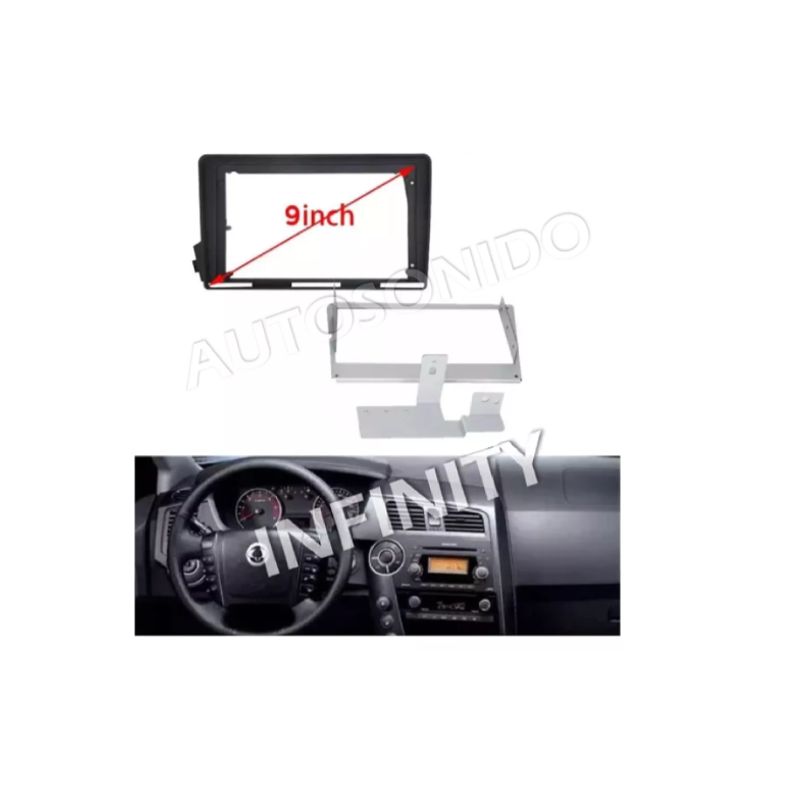 GENERICO - Adaptador Bisel Radio Ssangyong Actyon 2005 A 2011 9 pulg