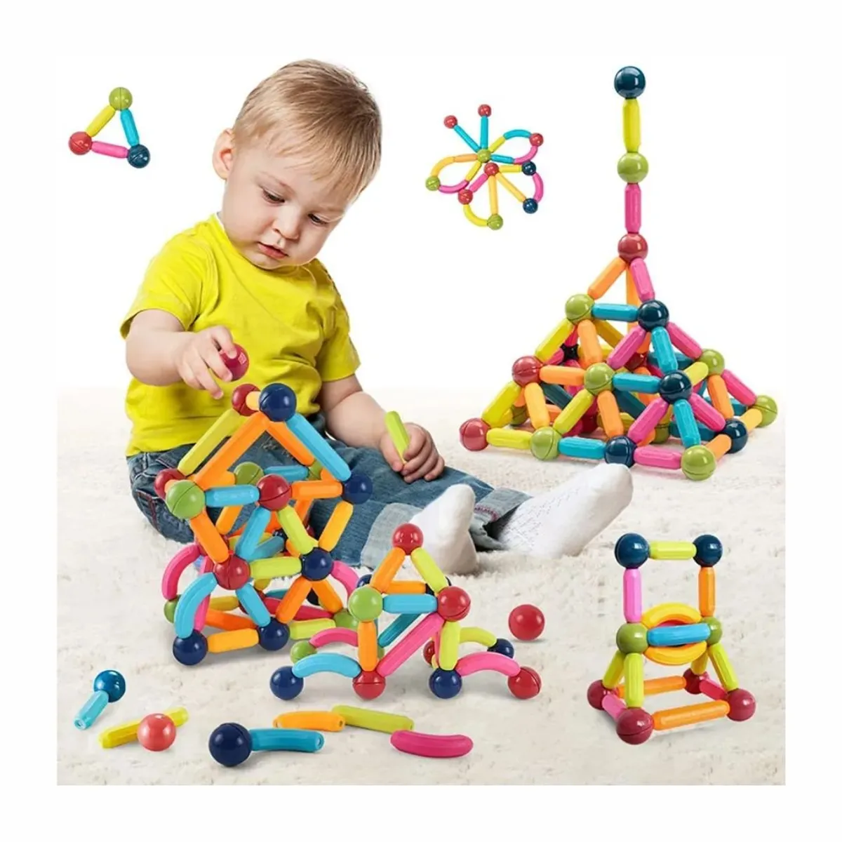 OEM - PUZZLE BLOQUES DE CONSTRUCCION MAGNETICOS MONTESSORI 64 P