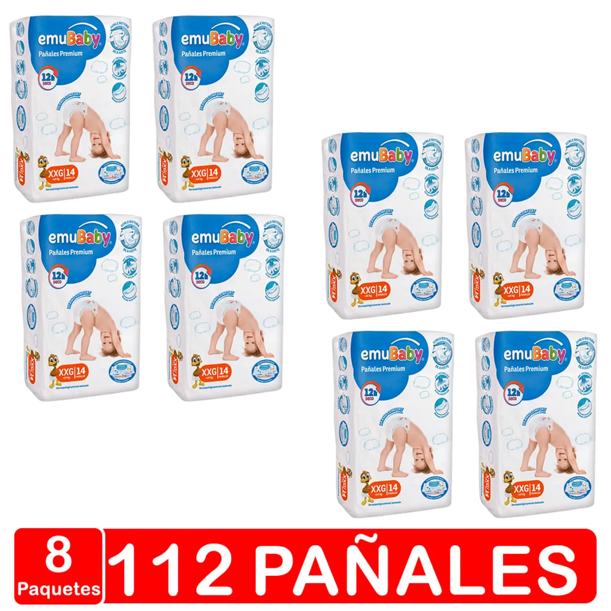 EMUBABY - Pañales Emubaby - Premium - Talla XXG 112 Pañales