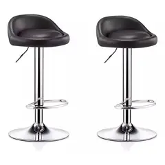 GENERICO - Pack 2 Silla Piso Bar Altura Regulable Taburete Respaldo