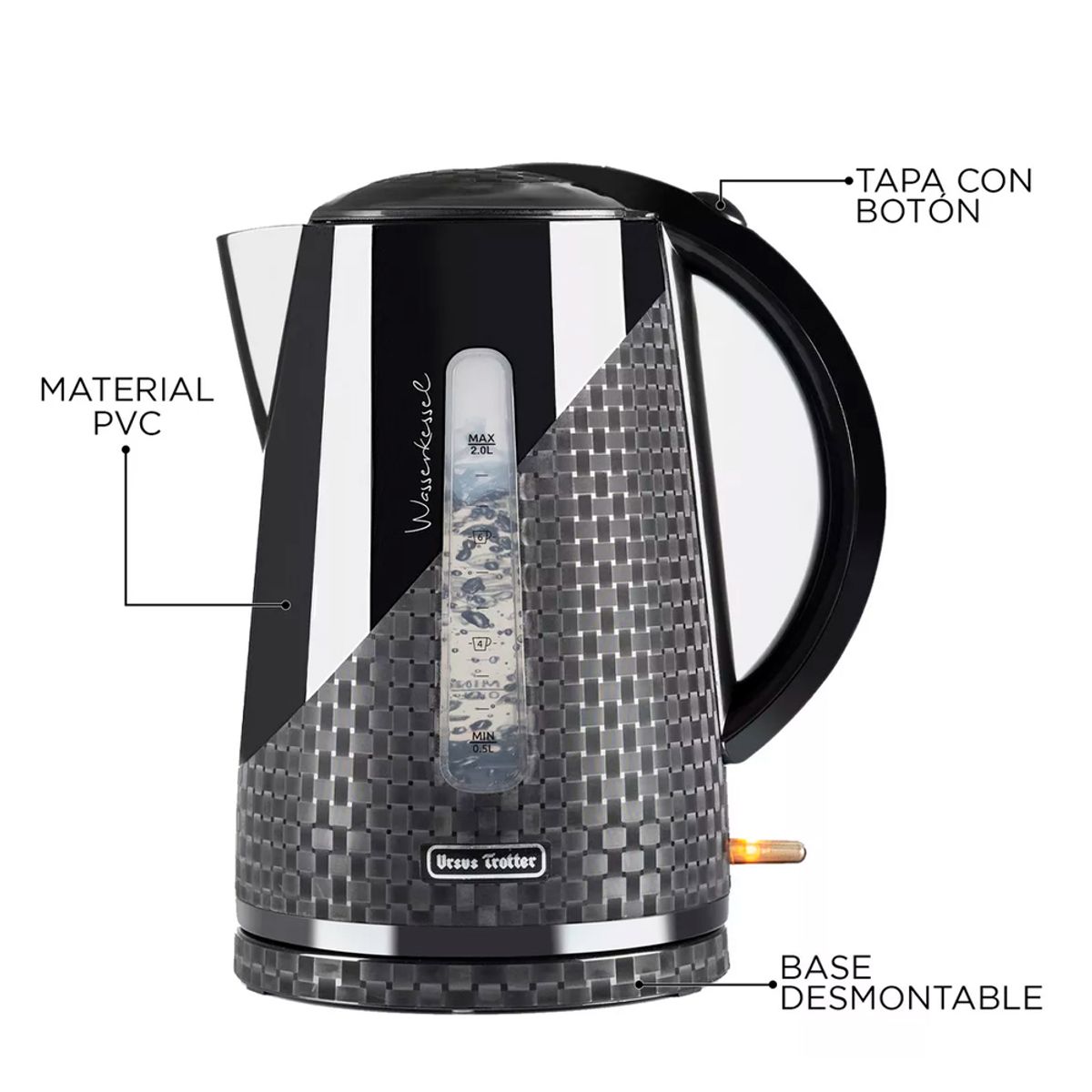 URSUS TROTTER - Hervidor Eléctrico 2 Litros Ursus Trotter Certificado SEC color Negro.