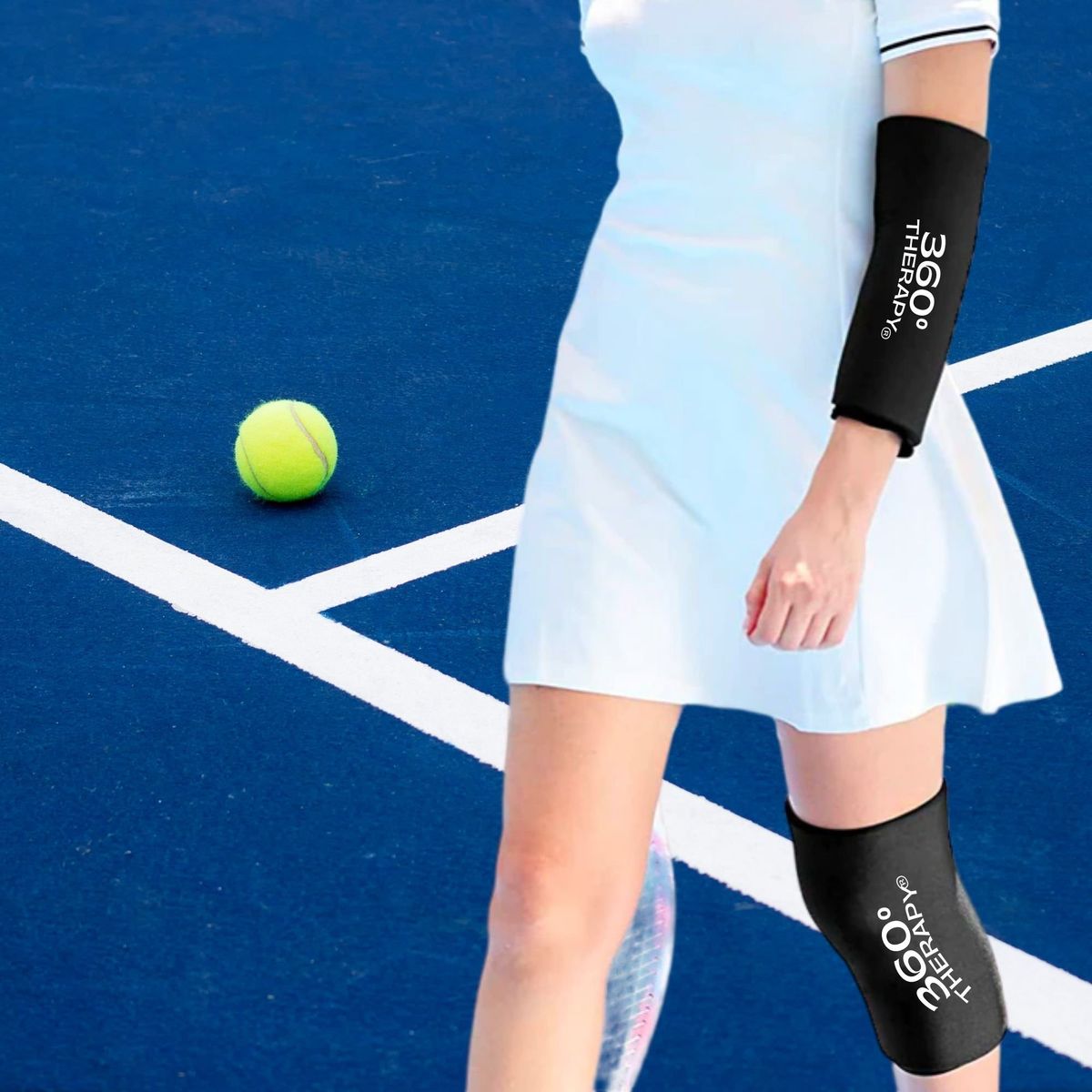 360 THERAPY - Compresa de Gel Sólido para Alivio de Brazos y Piernas Talla M Negra