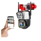 ANGELES DEL HOGAR - Camara Ip Wifi Ptz Doble Lente 360 Exterior Sirenas Alarma