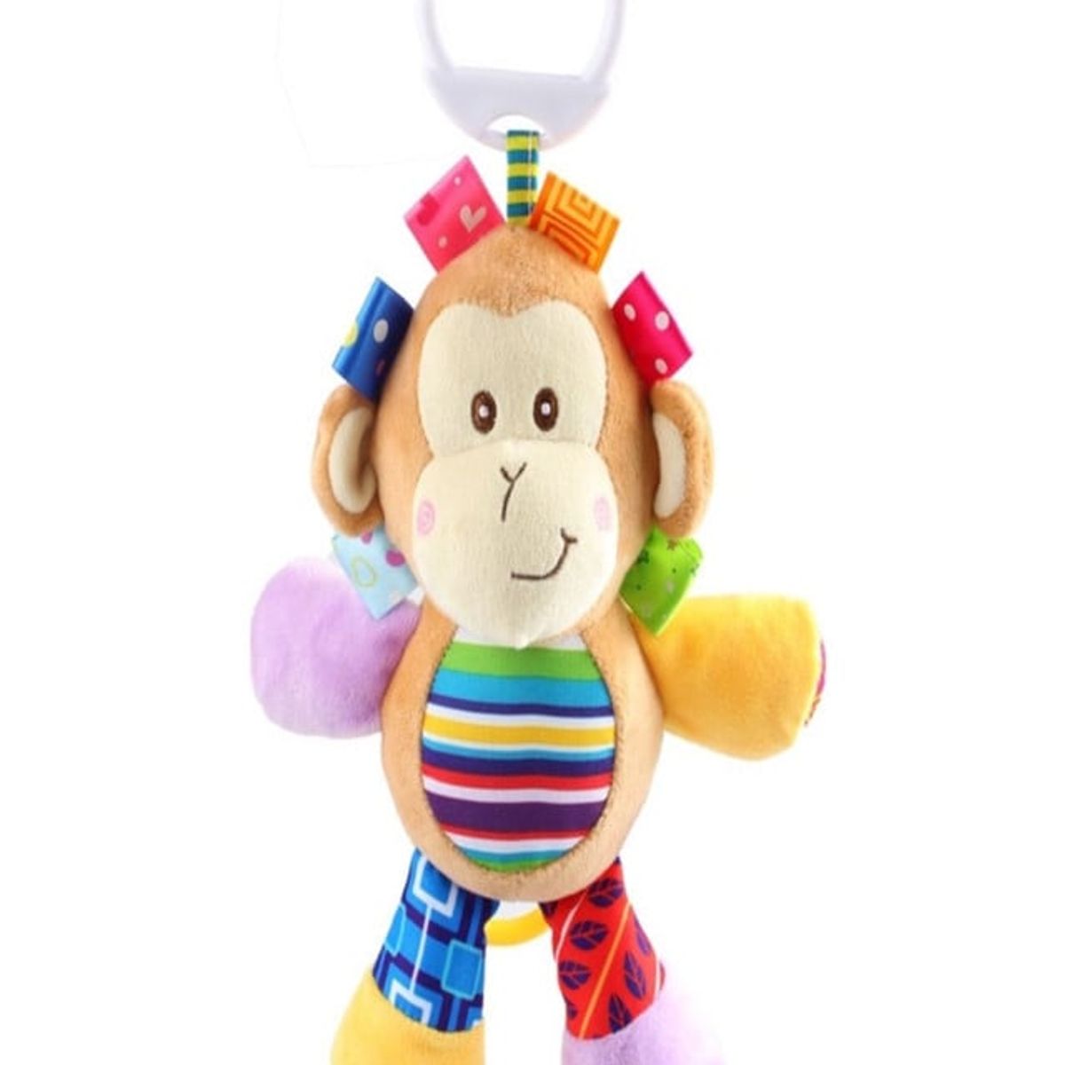 GENERICO - Peluche Estimulación Sensorial Con Sonajero Colgante - Mono