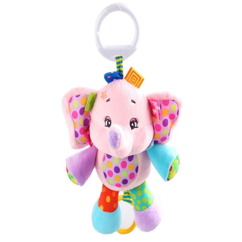 GENERICO - Peluche Estimulación Sensorial Sonajero Colgante Elef Rosado