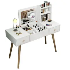 ACTUAL - Tocador Con Espejo Repisa y Cajones Elegante Blanco