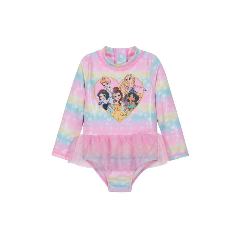 DISNEY - Traje de Baño Bebe Niña Manga Larga UV50+ Princesas DISNEY