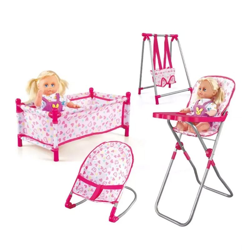 GENERICO - Set De Juego Muñecas 4 En 1 Cuna Columpio Mesedora Silla