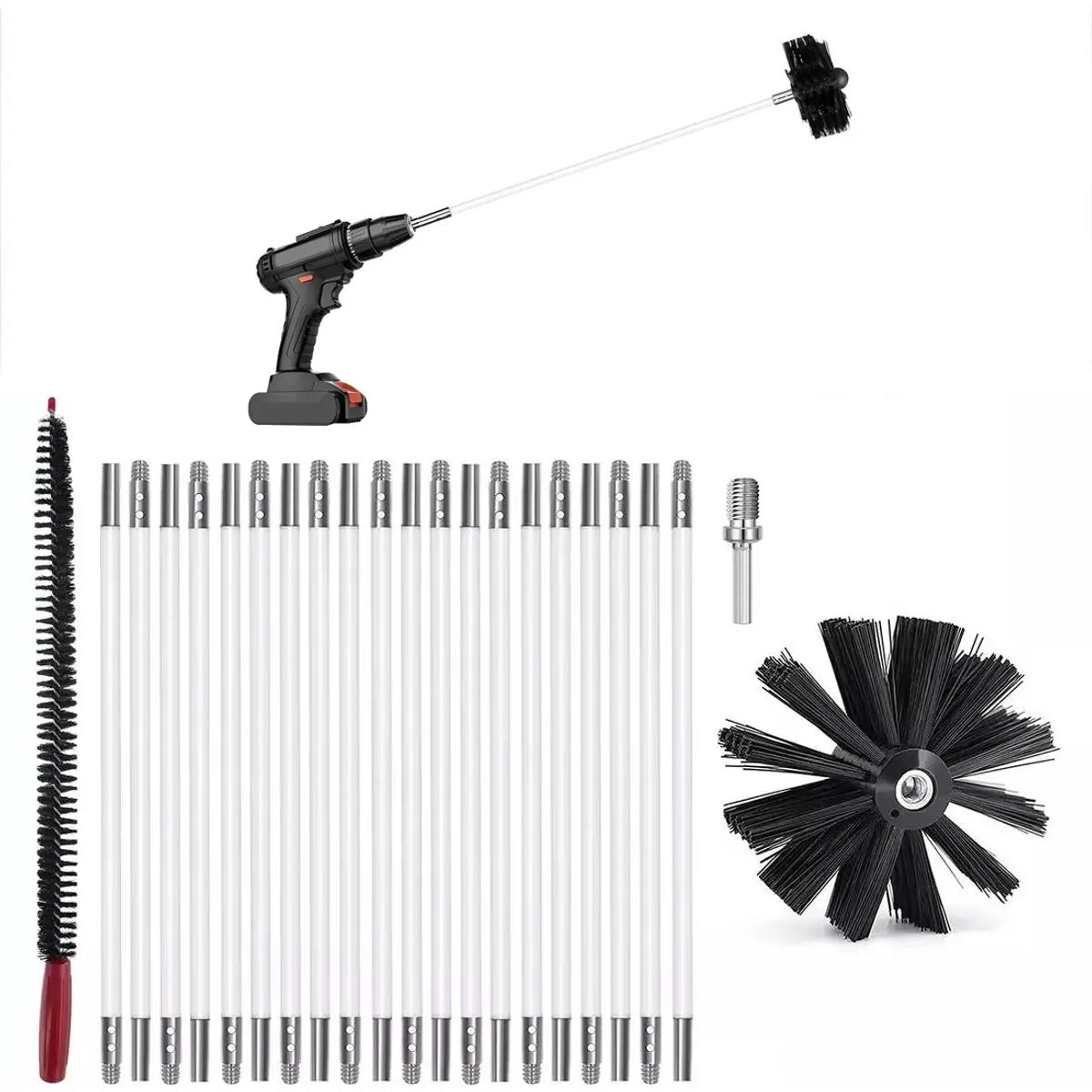 U BUY - Kit Limpieza Cañon 9m Varilla+cepillo Estufa Pellet Chimenea