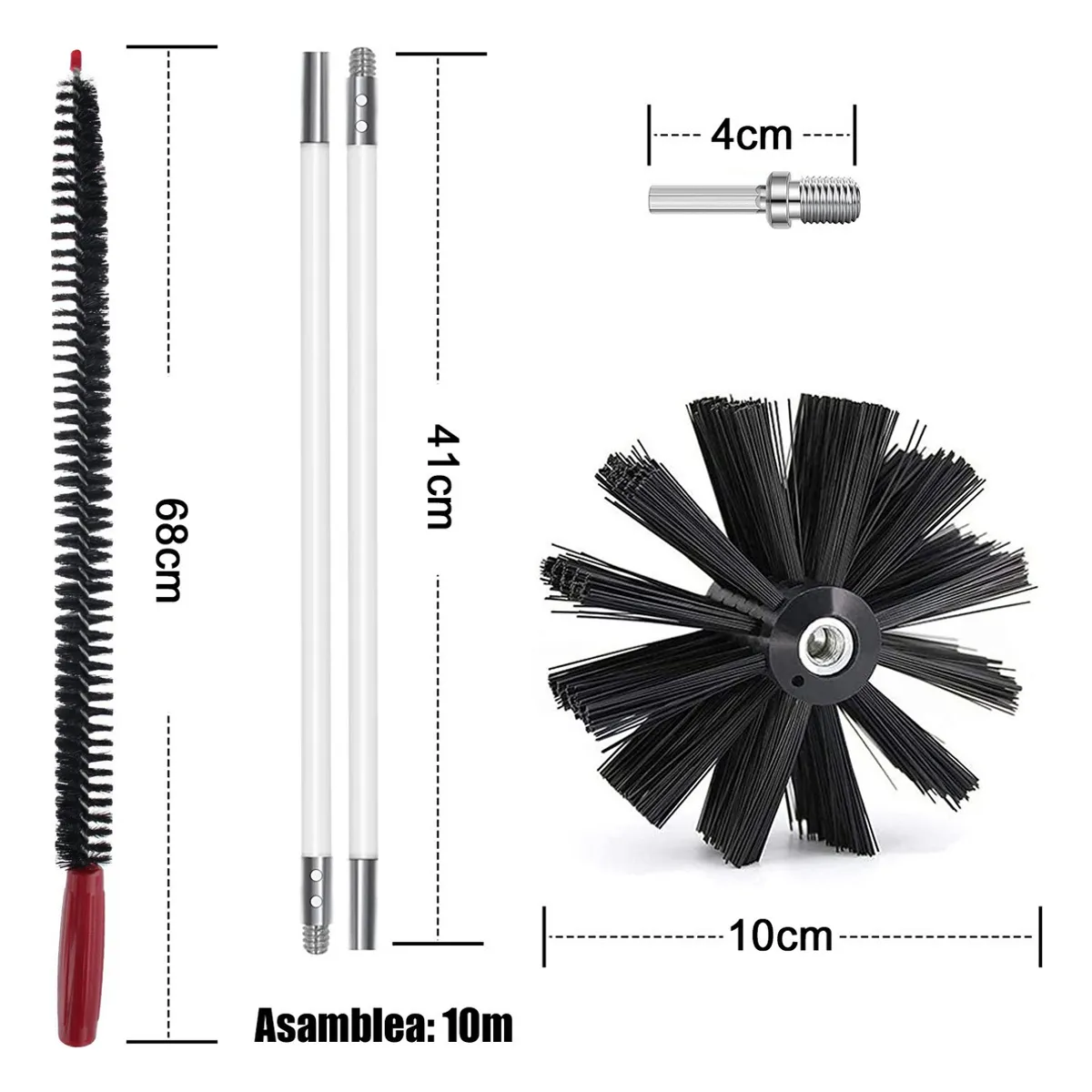 U BUY - Kit Limpieza Cañon 9m Varilla+cepillo Estufa Pellet Chimenea