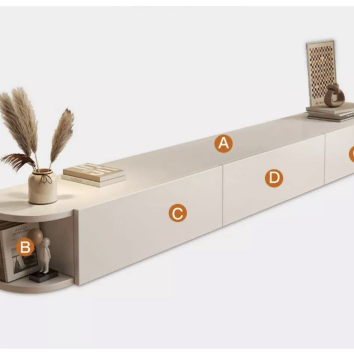 HOMER DESIGN - Rack Tv Flotante 140cm De Ancho 3 Puertas Hecho Por Melamina